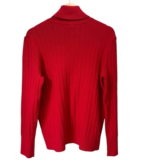 Talbots Puff Sleeve Ribbed Turtleneck Sweater, Red, XL - Picture 7 of 8